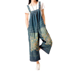 Baggy embroidered women denim jumpsuit