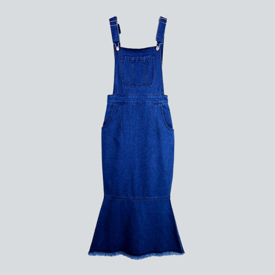 Fishtail long denim dress