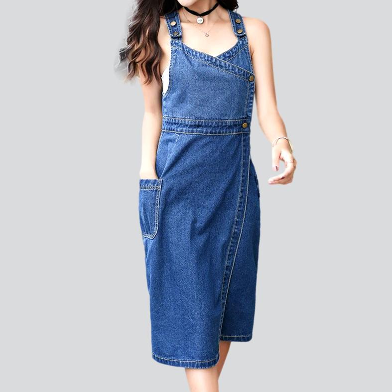 Sleeveless slit denim dress