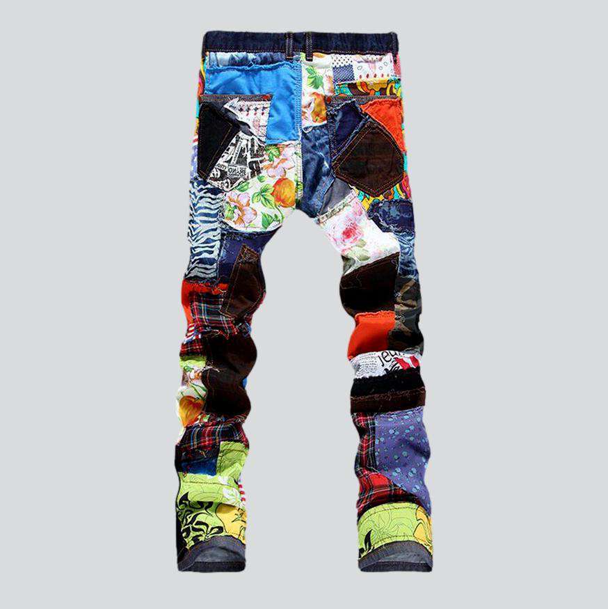 Inside-out patchwork men jeans