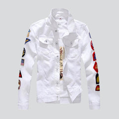 Sleeve embroidery men denim jacket