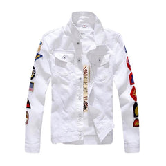 Sleeve embroidery men denim jacket