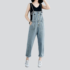 Women denim jumpsuit with drawstrings