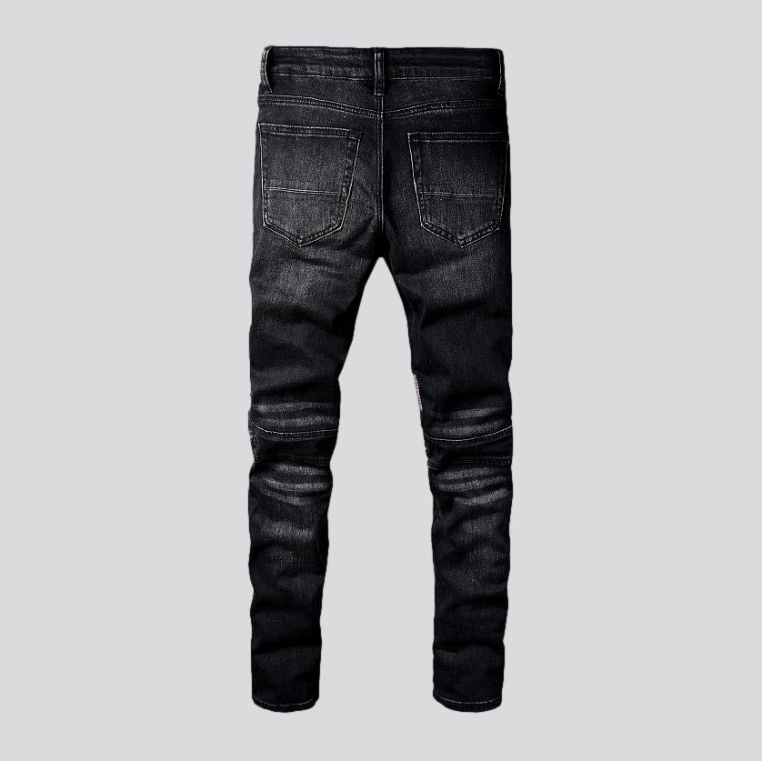 Vintage-Waschung Herren Bikerjeans