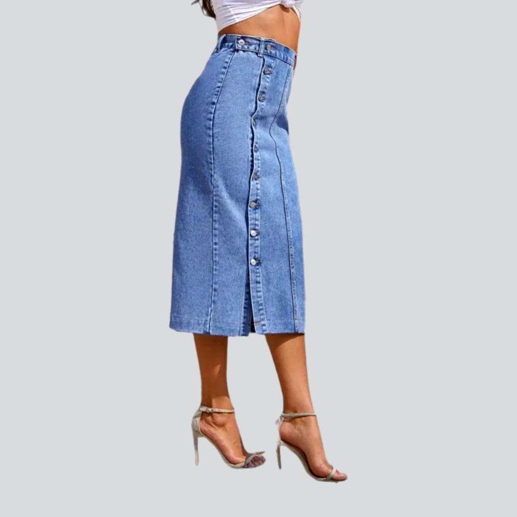 Elegant buttoned women deniim skirt