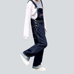 Bestickter Baggy-Jeansoverall für Damen