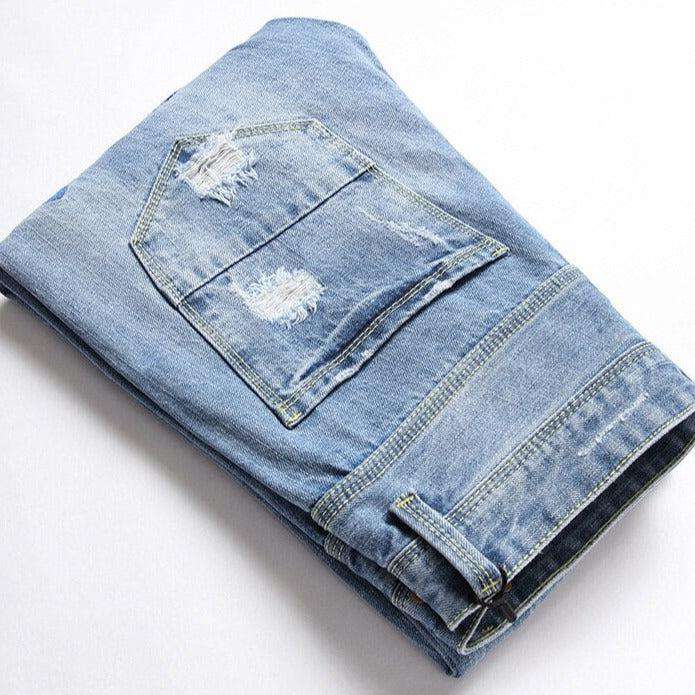 Bestickte zerrissene Jeans für Herren