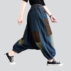 Patchwork women harem denim pants