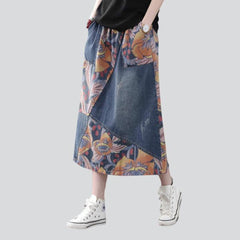 Patchwork painted women denim skirt