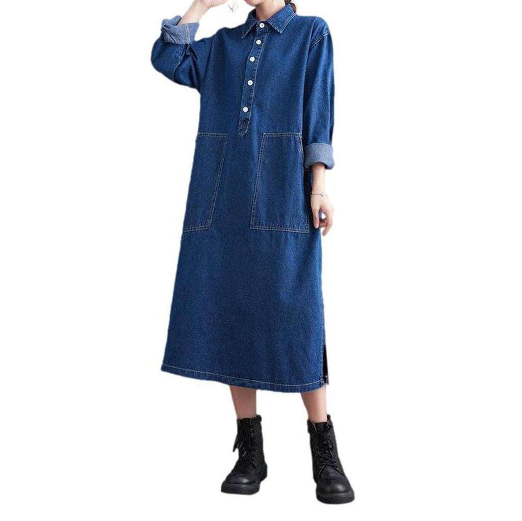 Casual loose long denim dress