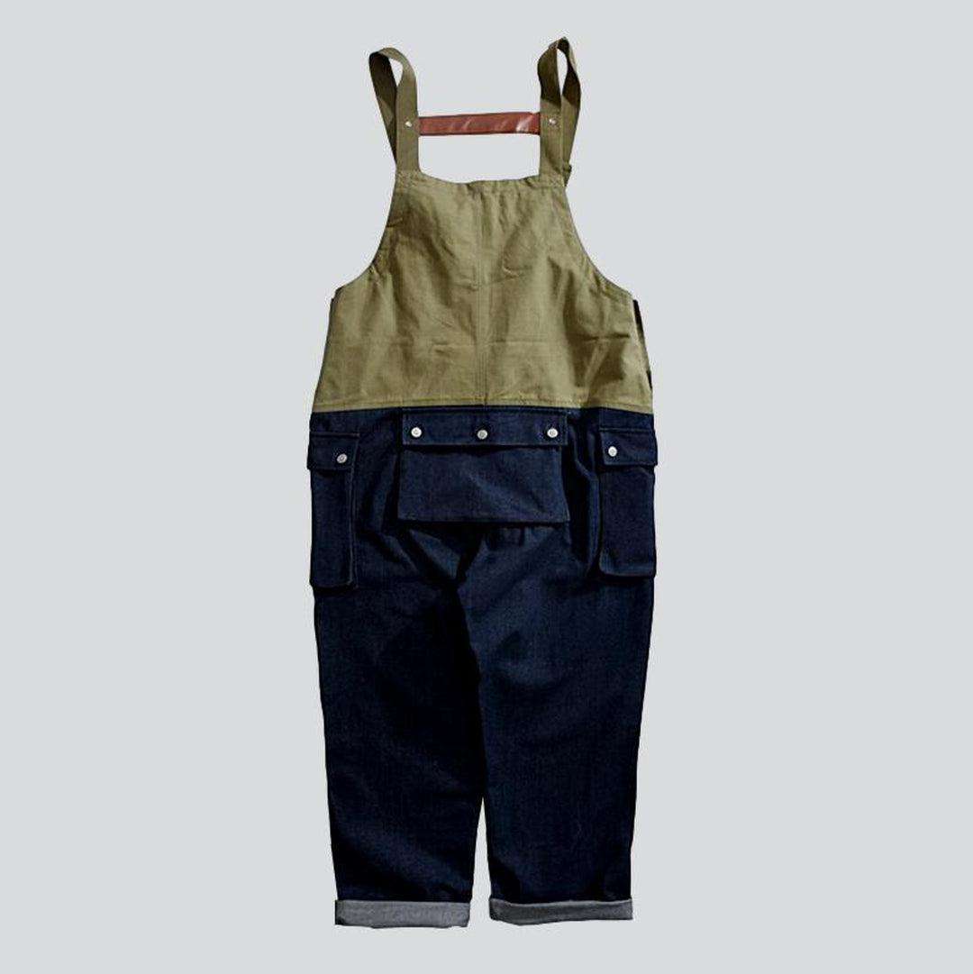 Color block men denim dungaree