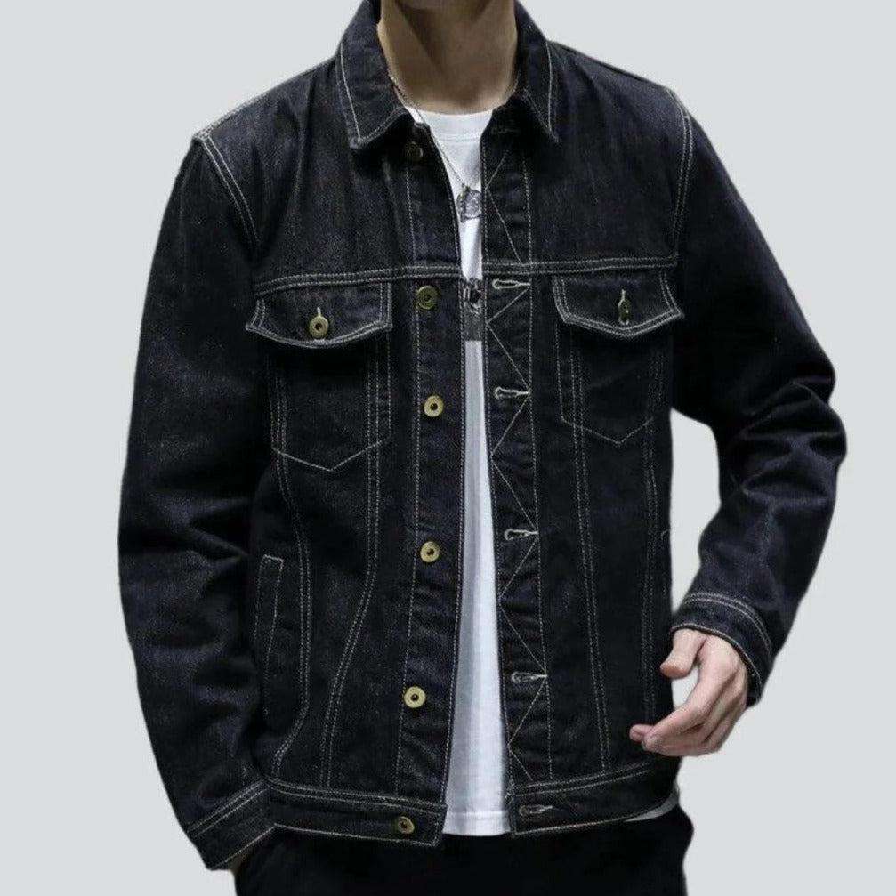 Black trucker men denim jacket