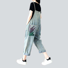 Light blue painted denim jumpsuit