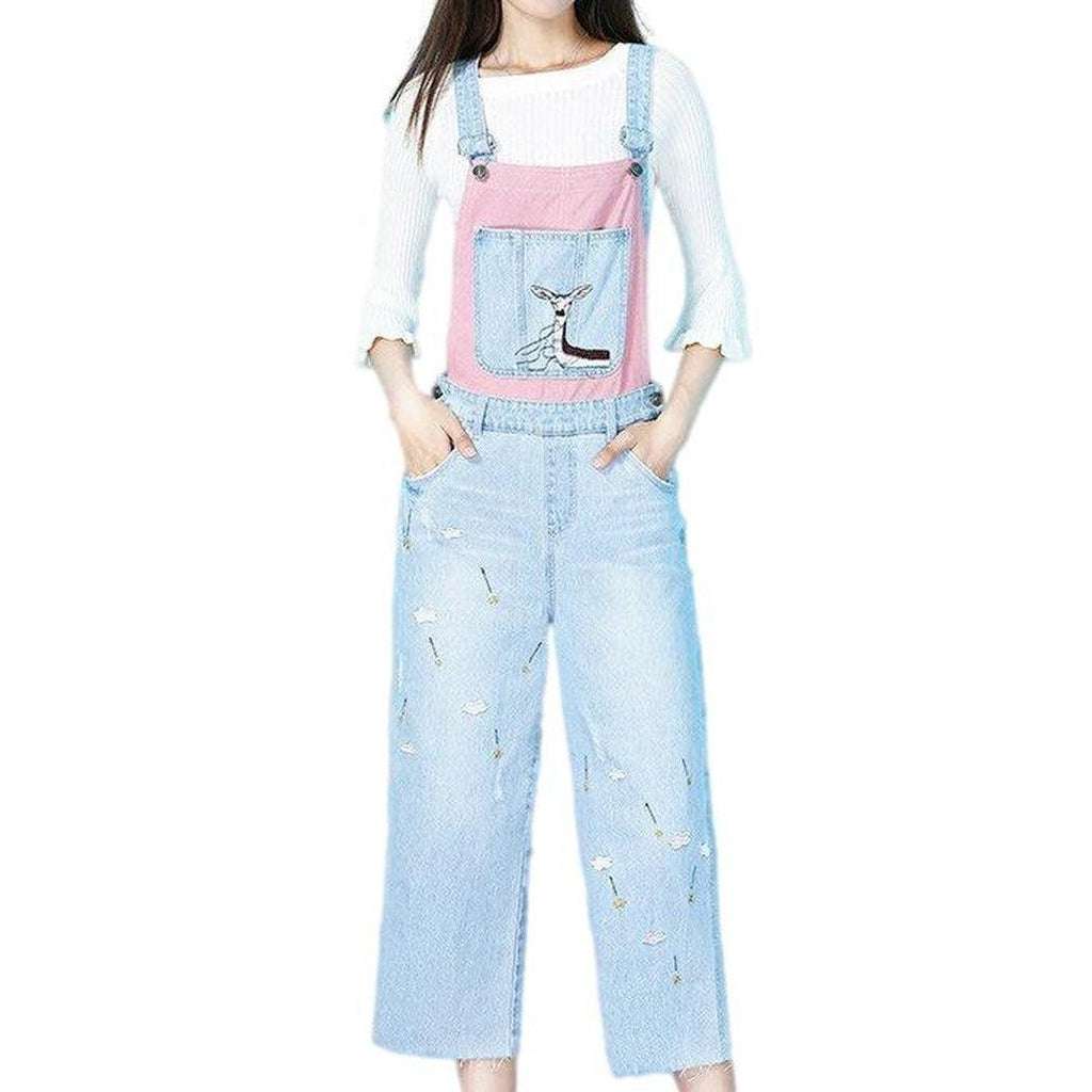 Embroidered women denim dungaree