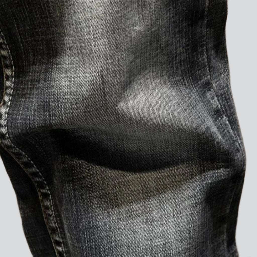 Dark grey men torn jeans