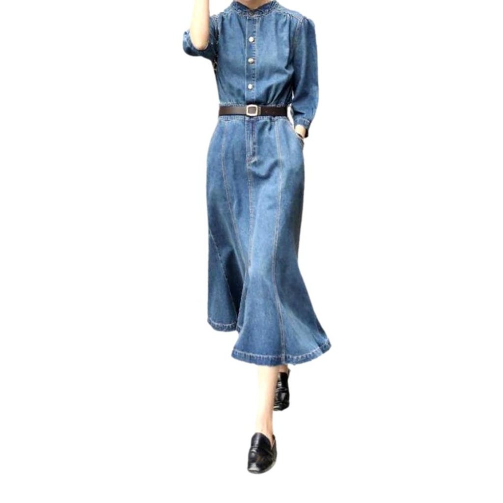 Mermaid hem women denim dress