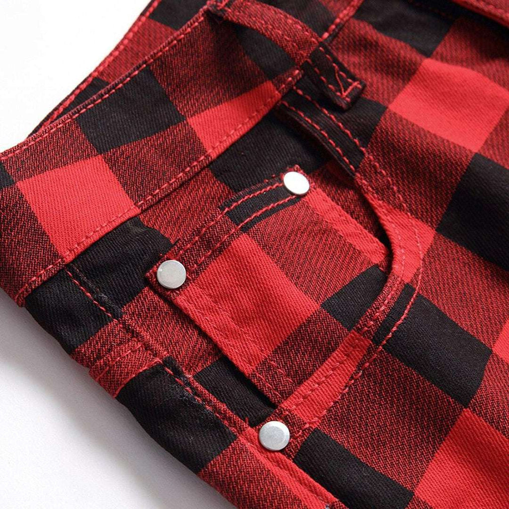 Checkered red men jeans