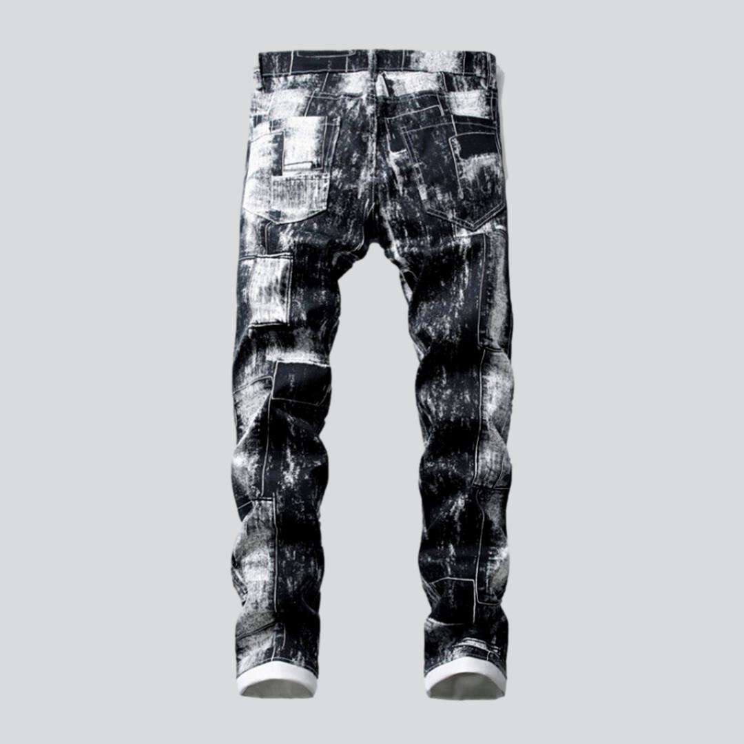 Graue Jeans mit Gemälde-Print für Herren