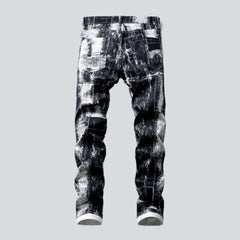 Grey painting print men jeans