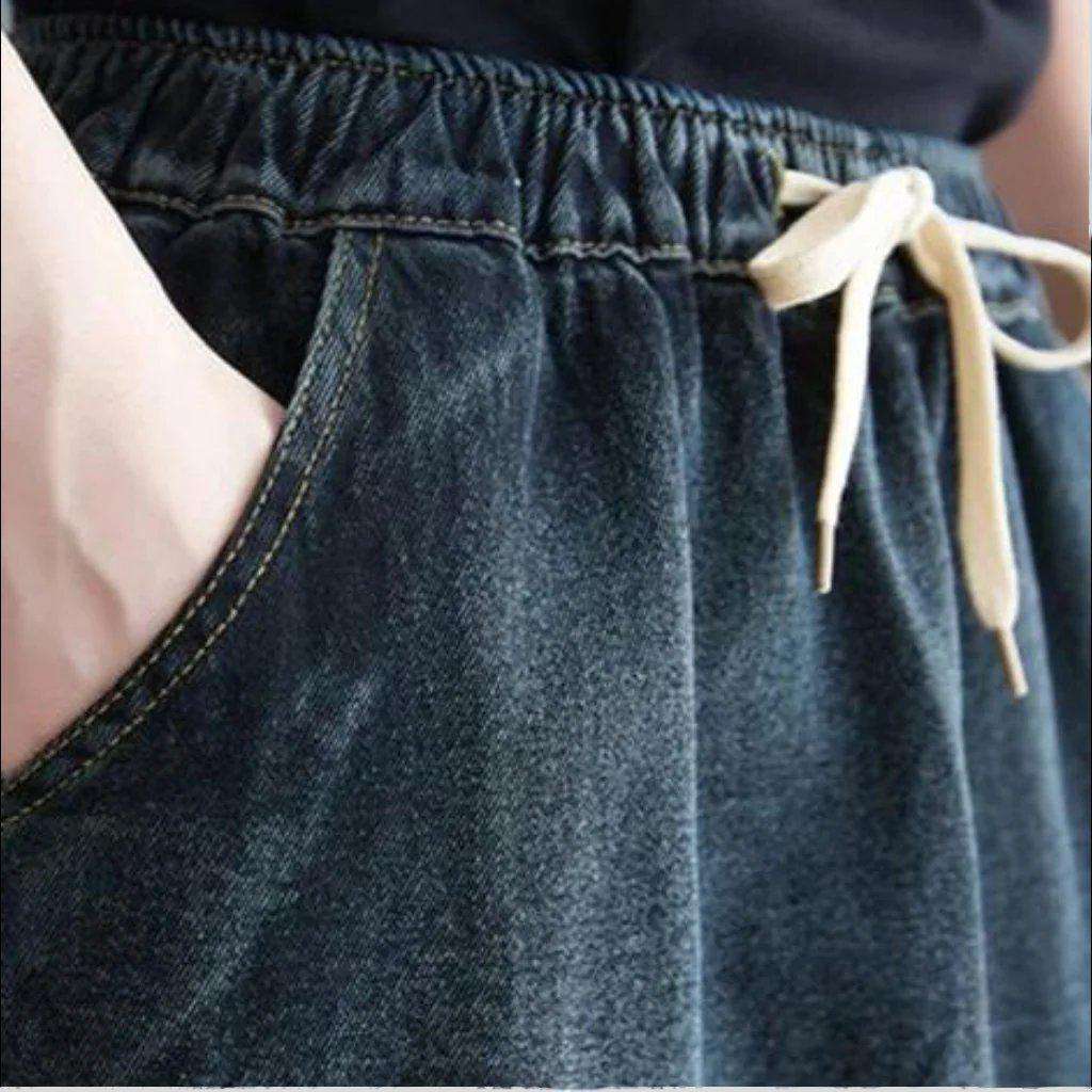 Dark vintage embroidered denim skirt