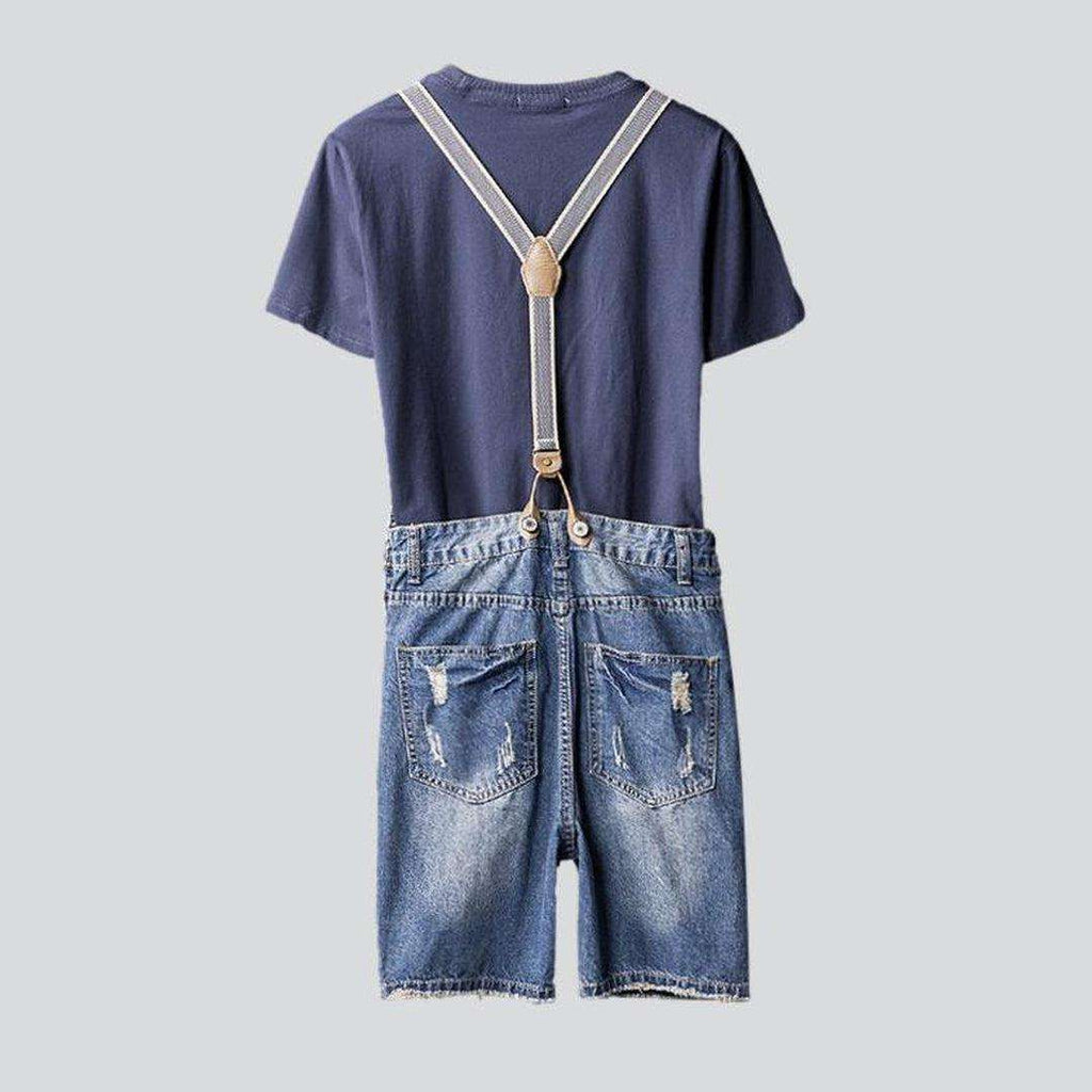 Distressed men denim romper