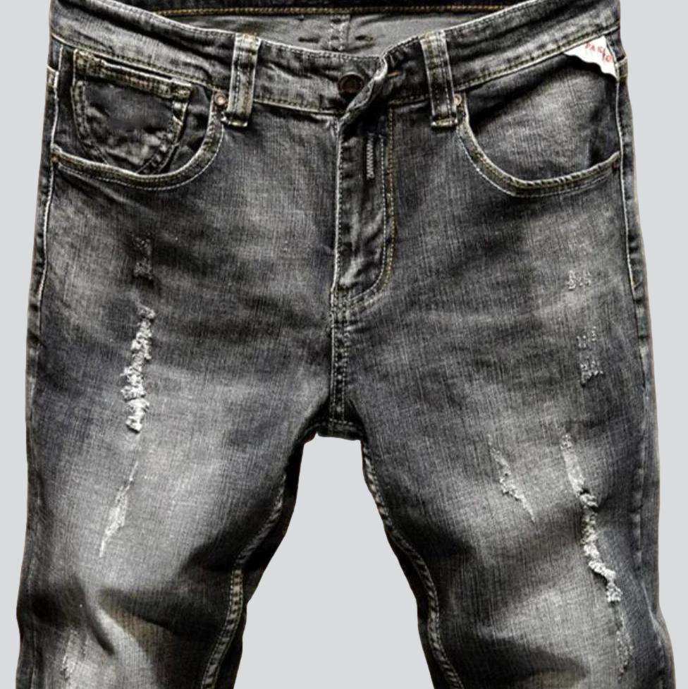 Dark grey men torn jeans