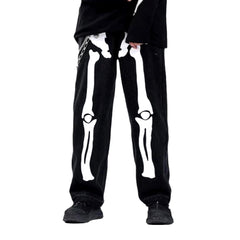 Skeleton print baggy men jeans