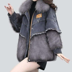 Chaqueta vaquera gris con pelo