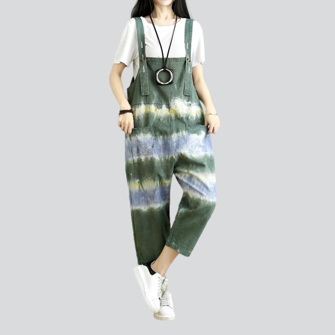 Tie-dye women denim jumpsuit