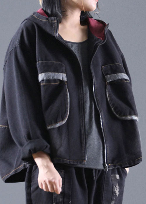 Handmade Black Hooded denim Coats