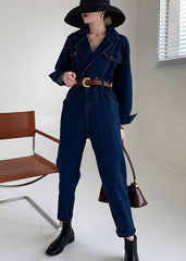 Handmade Blue Peter Pan Collar denim Jumpsuit