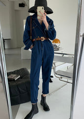 Handmade Blue Peter Pan Collar denim Jumpsuit