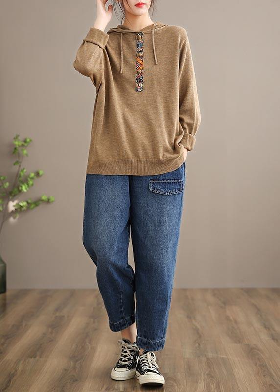 Handmade Casual Pants Oversize Denim Blue-Rose Photography Elastic Waist Trousers