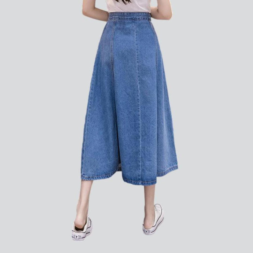 No pocket long denim skirt