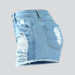 Skinny women distressed denim shorts