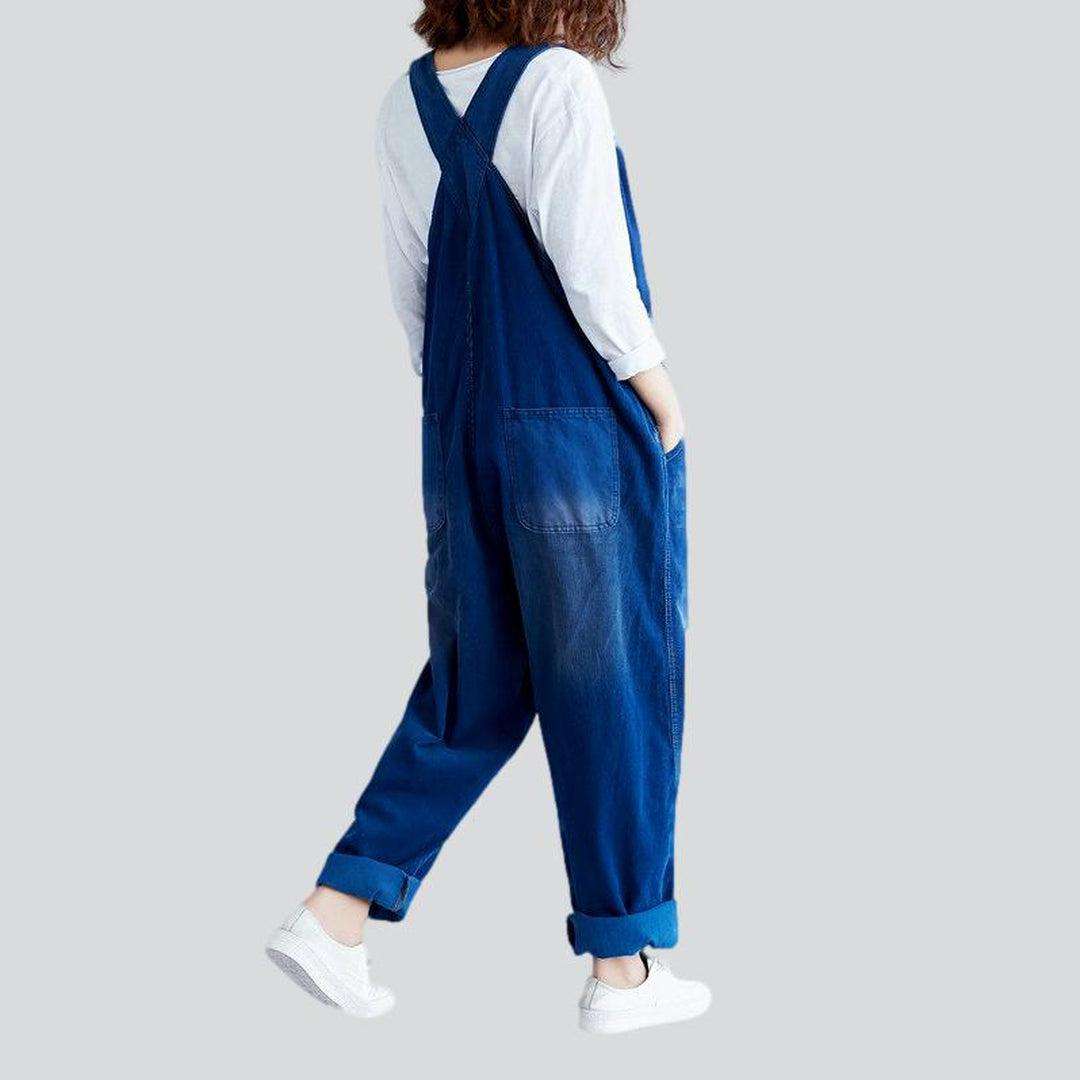 Color urban women denim jumpsuit