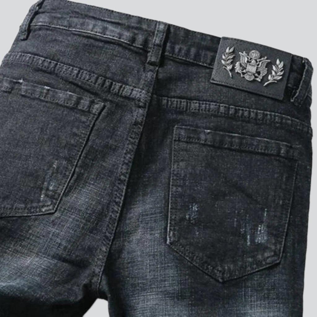 Rote Skinny Jeans mit Stickerei für Herren