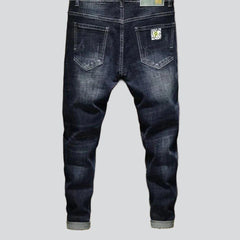 Painted knee patch men jeans