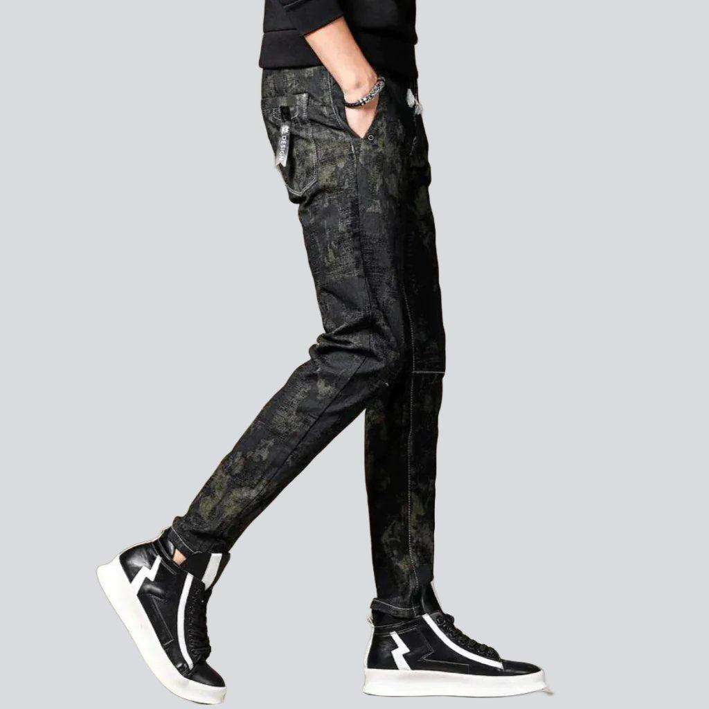 Camouflage print men denim joggers