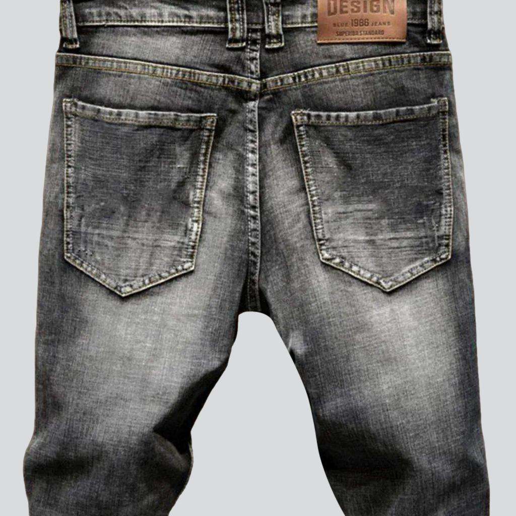 Dark grey men torn jeans