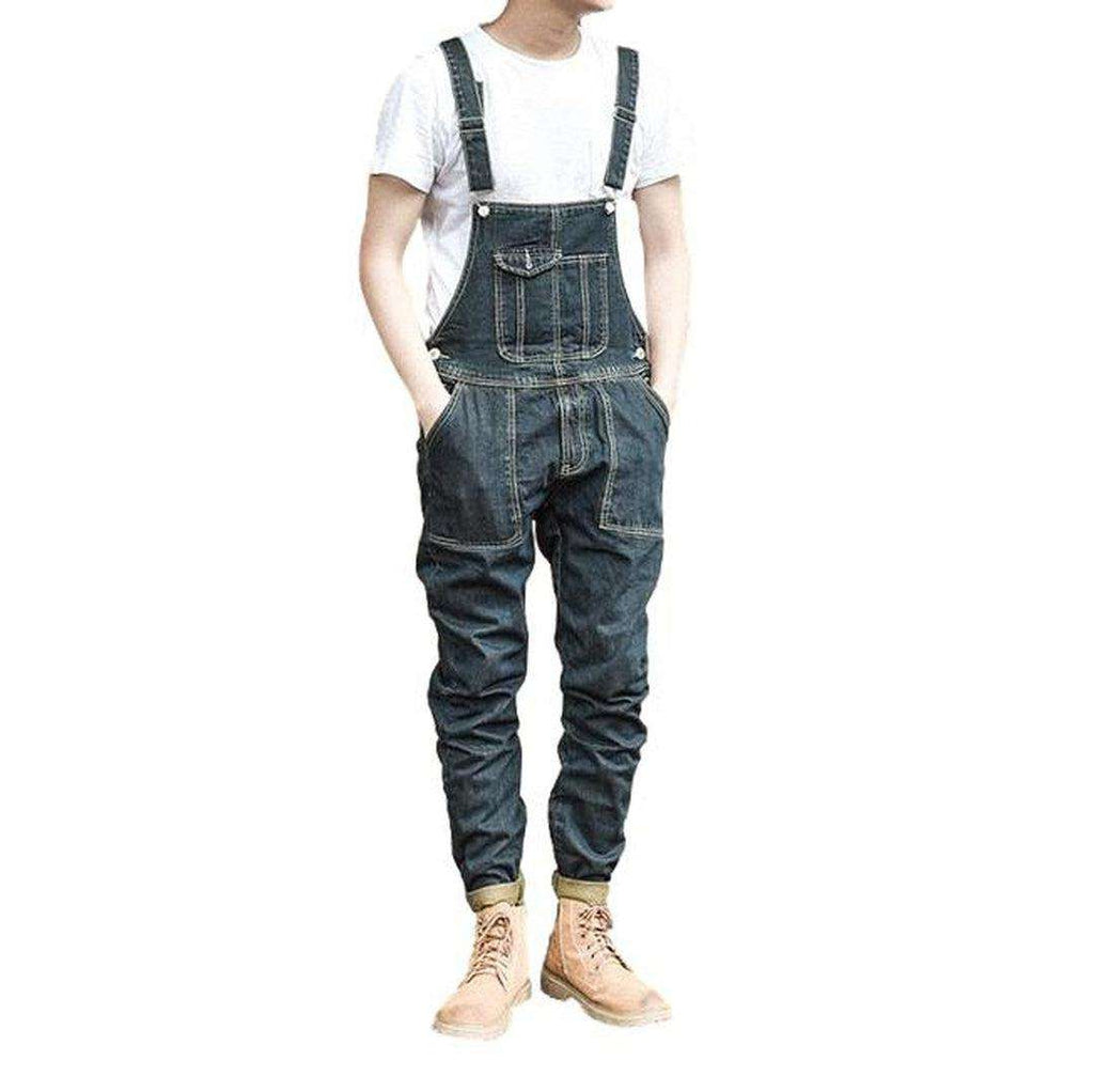 Dark wash men jeans jumpsuit