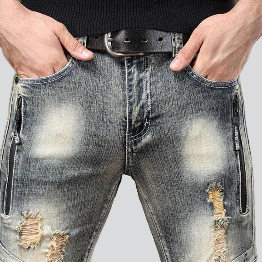 Distressed stylish men biker jeans