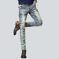 Aged cargo jeans for men