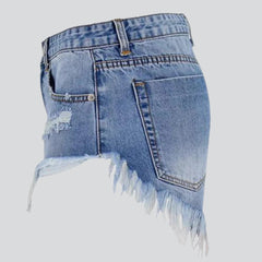 Street fashion distressed denim shorts