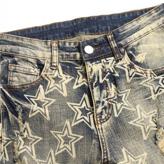 Vaqueros vintage con estampado de estrellas para hombre