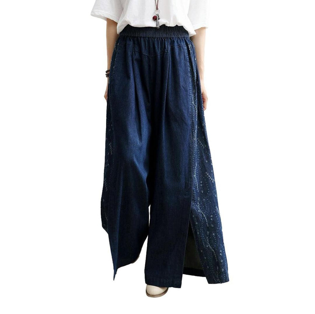 Culottes-Jeans mit Schlitzsaum