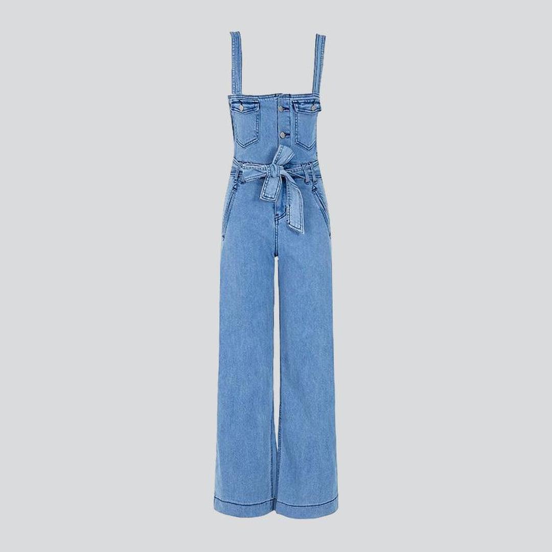 Wide-leg stylish women denim jumpsuit