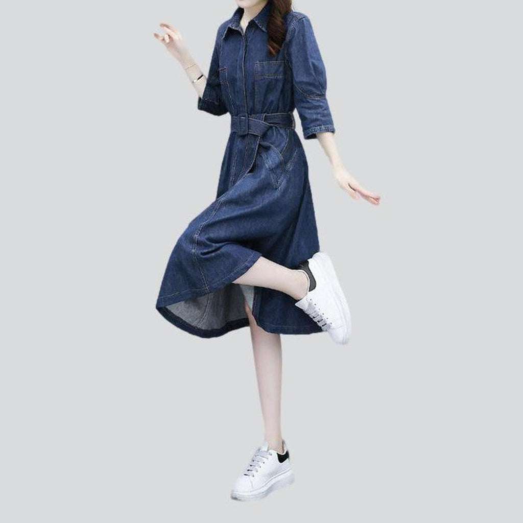 Elegant classic women jeans dress