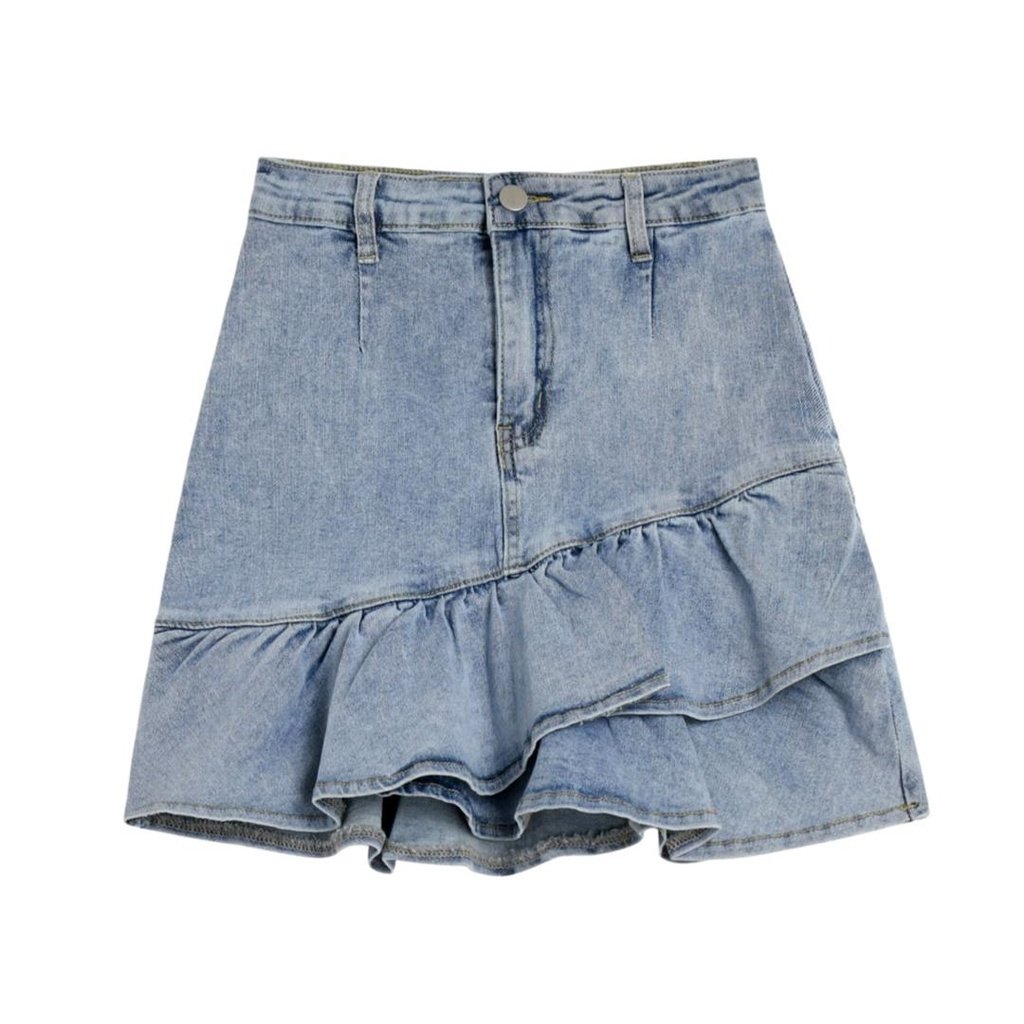 Mini frills jean skirt