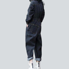 Schwarzer Baggy-Jeansoverall für Damen